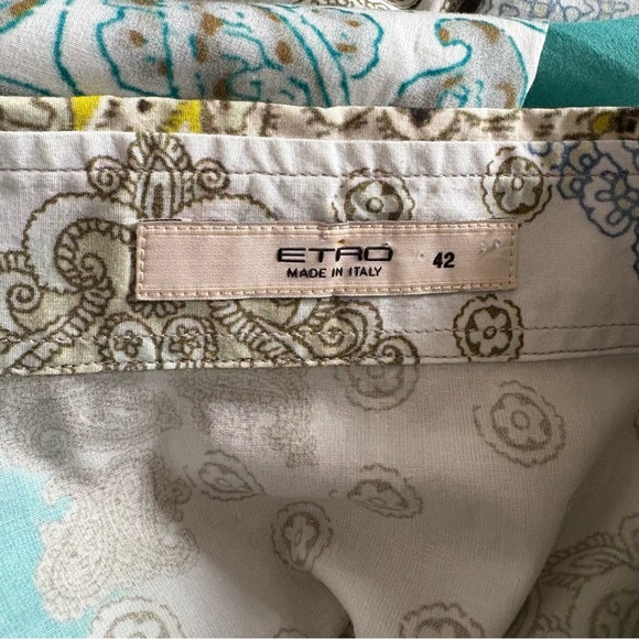 Etro Multicolor Paisley Print Stretch Cotton Long Sleeve Button Down Shirt 42/6 - Picture 11 of 13